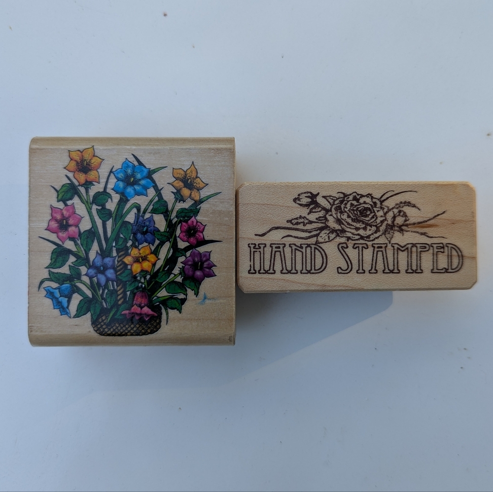 Floral and Hand Stamped Rubber Stamps